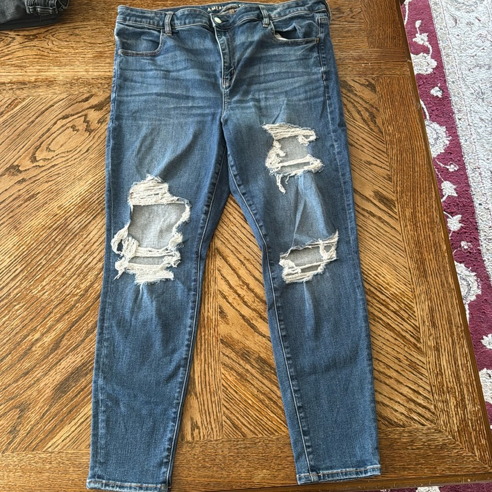 American Eagle “next level stretch” skinny ripped jeans
